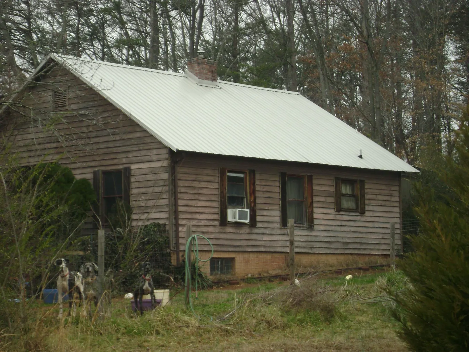 White metal roof on an old wood sided farmhouse, from a Asphalt Shingle Roof Repair job in Alex